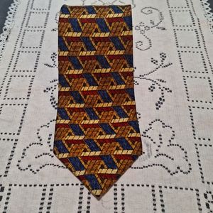 Galli's 100% Silk "Disegnate in Italia" Blue/Gold/Red Tie, fr. Spain Dry Cleaned